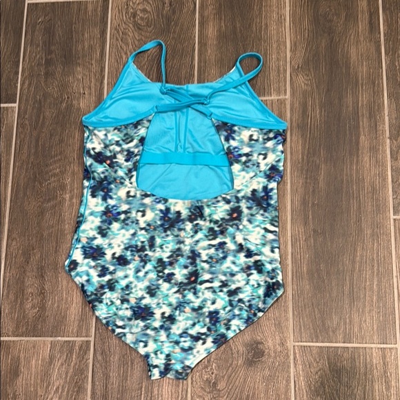 Kids Swim Floral Blue Swimsuit - Picture 7 of 9